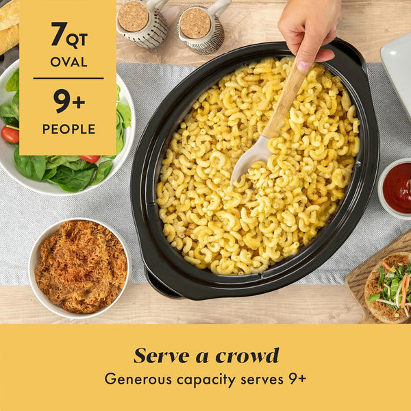 Crock-Pot 7-Quart Manual Slow Cooker, Family Size Serves 8+ People & Fits 6-lb Roast, Removable Stoneware with Warming Setting, Dishwasher Safe