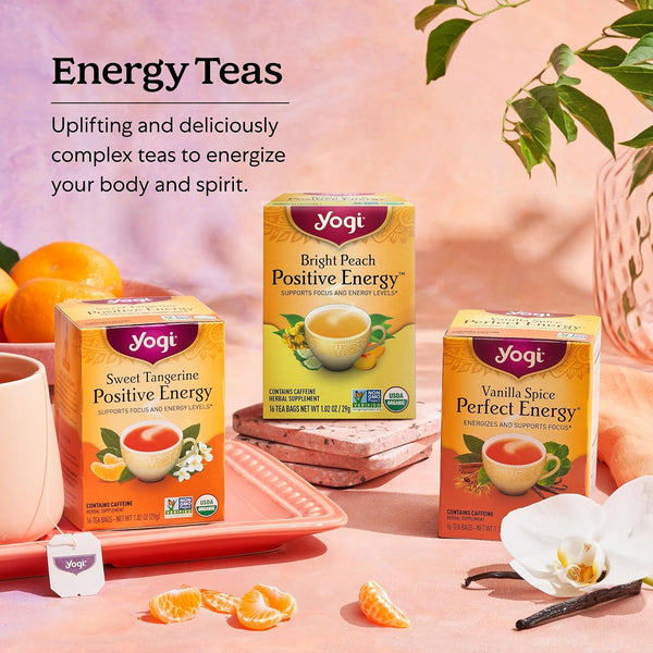 Yogi Tea Energy Variety (3 Pack) Organic Sampler - Easter Basket & Tea Gift Sampler - Includes Bright Peach Positive Energy, Sweet Tangerine