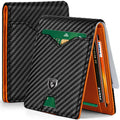 GSOIAX Slim Wallet for Men Rfid Blocking Leather Bifold Front Pocket Carbon Fiber Men's Money Clips Credit Card Holder With Gift Box Carbon Black