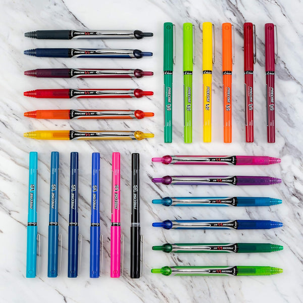 Pilot Precise V5 RT Refillable & Retractable Rollerball Pens, Extra Fine Point Pens 0.5 mm, Black, Pack of 2 - Ideal for School, Journaling &