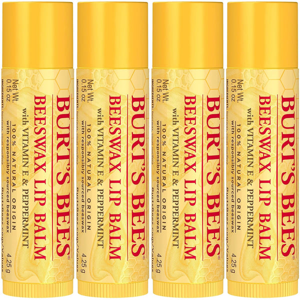 Burt'S Bees Lip Balm - Original Beeswax, Lip Moisturizer with Responsibly Sourced Beeswax, Tint-Free, Natural Origin Conditioning Treatment, 4