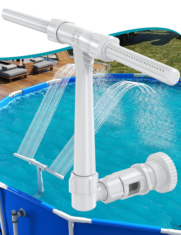 Pool Fountain for above and In-Ground Pools, Adjustable Dual Spray Waterfall Sprinkler Cooler for Pool, Swimming Pool Spa Water Fountain,