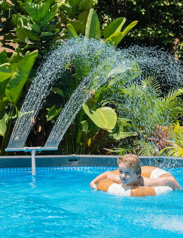 Pool Fountain for above and In-Ground Pools, Adjustable Dual Spray Waterfall Sprinkler Cooler for Pool, Swimming Pool Spa Water Fountain,