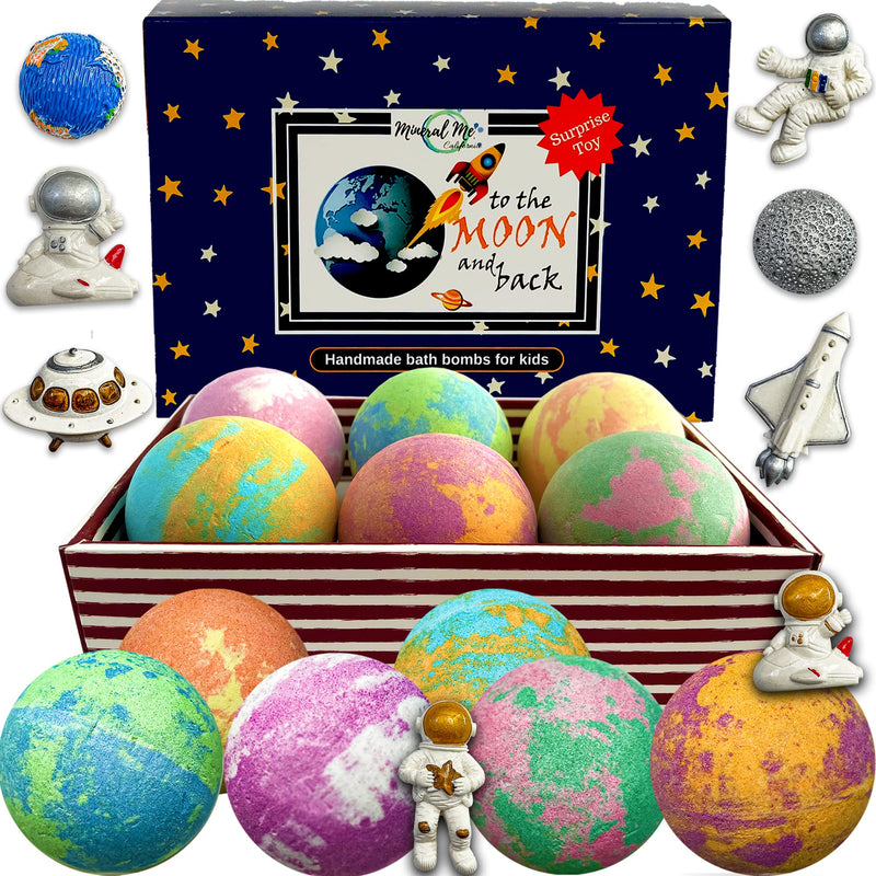 Galaxy Bath Bombs for Kids with Surprise Inside Organic Bubble Bath Bombs | Bath Bombs with Educational Outer Space Planet Toys, Gentle, Natural &