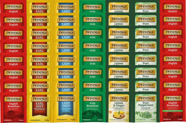 Best of Twinings, 56 Count, 7 Flavor Herbal & Black Tea Bag Variety Sampler, Caffeinated, Decaffeinated, Caffeine- Free Ã¢ÂÂ Perfect Gourmet