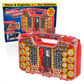 Ontel Battery Daddy Storage & Organizer Case w/Tester, Stores & Protects Up to 180 Batteries, Double-Sided, Clear Locking Lid, Secure Latches &