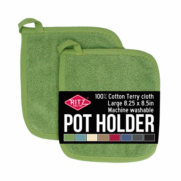 RITZ Terry Potholder & Hot Pad: Heat Resistant, Durable 100% Cotton Ã¢ÂÂ Ergonomically Designed for Optimal Grip, Easy-Care Machine Washable,