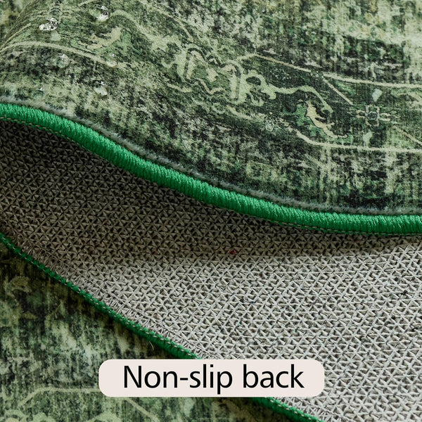 2x8 ft Runner Rug Green – Boho Indoor Area Rug, Non-Slip, Machine Washable, Low Pile Runners for Kitchen, Hallway 2' x 8' (Runner) Dark Green