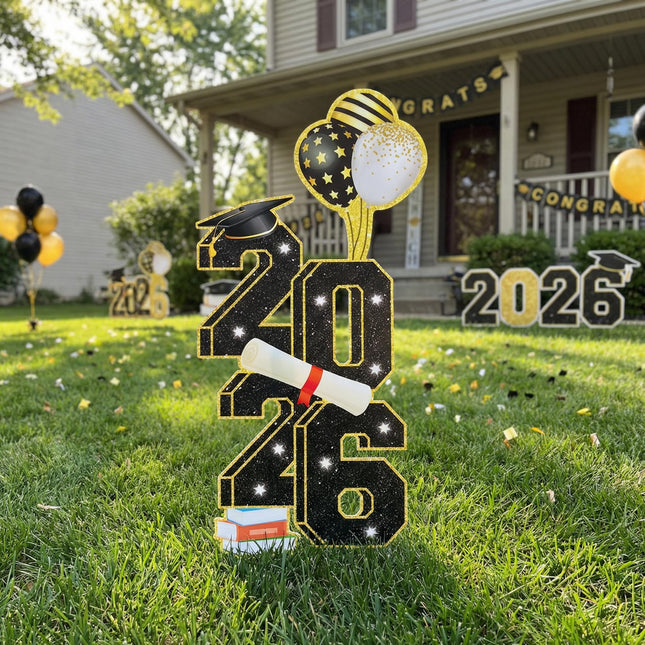 3.5FT Large Class 2025 Graduation Yard Sign Yard Decorations Congrats Graduation Lawn Signs 2025 Grad Yard Signs with St