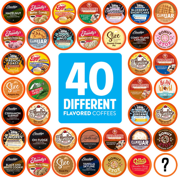 Two Rivers Coffee Flavored Coffee Pods Compatible with Keurig K Cup Brewers, Assorted Variety Pack Flavored Coffee, 40 Count Assorted Flavored