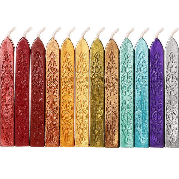 Bememo 12 Pieces Sealing Wax Sticks with Wicks Antique Fire Manuscript Sealing Wax for Seal Stamp(Christmas Color)