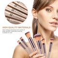 HEYMKGO Makeup Brushes 15PCS Champagne Gold Professional Makeup Brush Set Foundation Brush Blending Powder Blush Concealer Eye Make up Brush with Bag