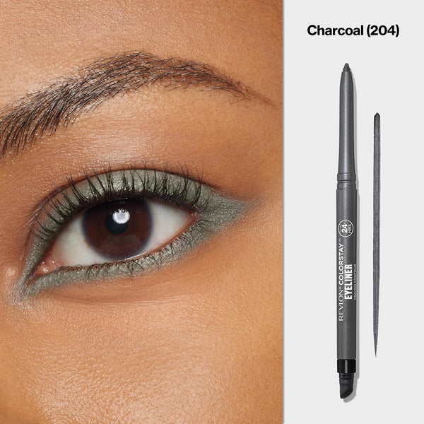 REVLON ColorStay Pencil Waterproof Eyeliner, 204 Charcoal, 0.01 oz Charcoal 0.01 Ounce (Pack of 1)