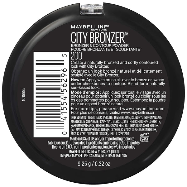 Maybelline New York City Bronzer Powder Makeup, Bronzer and Contour Powder, 200, 0.32 Oz.