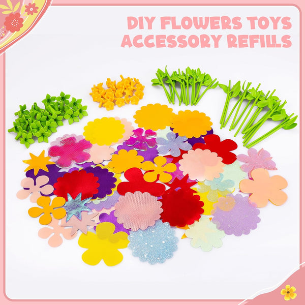 Toyly DIY Fabric Flower Bouquets Toys Accessories - Flowers Market Toy Fittings - Arts & Crafts Toy Parts Accessories Set