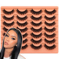 Short Lashes Natural Look False Eyelashes Thick Volume Faux Mink Lashes Pack Wispy Strip Fake Eyelashes Cat Eye Lashes That Look like Extensions