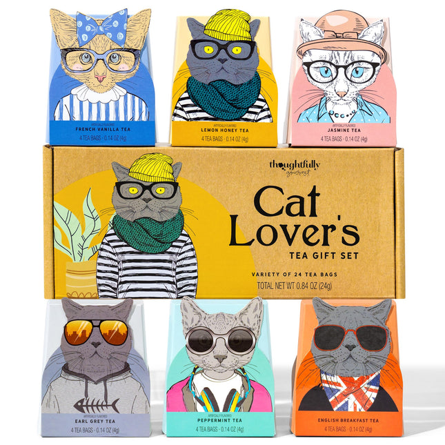Thoughtfully Gourmet Cat Lover'S Tea Gift Set: Includes 24 Teas in 6 Flavors wit