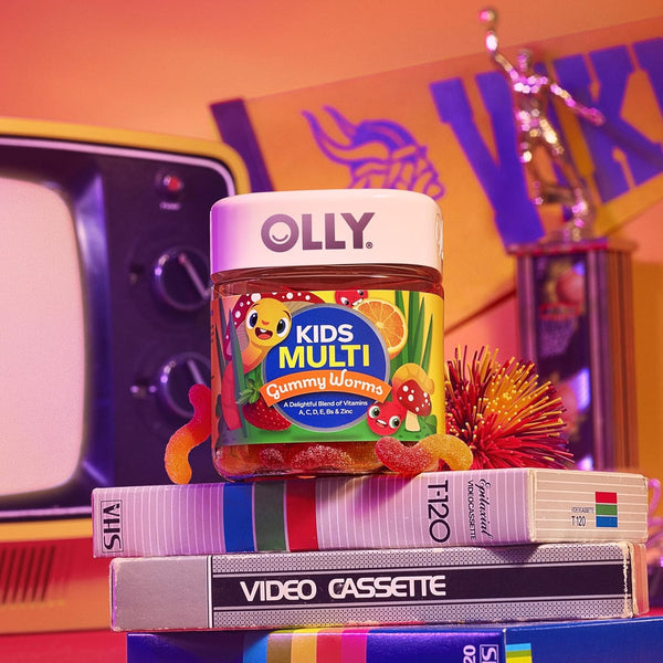 OLLY Kids Multivitamin Gummy Worms, Overall Health and Immune Support, Vitamins and Minerals A, C, D, E, Bs and Zinc, Chewable Supplement, Sour