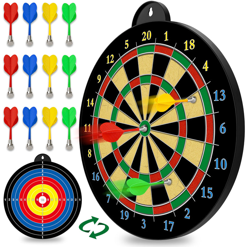 Dart Board - 12pcs Magnetic Darts - Excellent Indoor Game and Party Games - Gifts for 5 6 7 8 9 10 11 12 Year Old Boy Kids Yellow