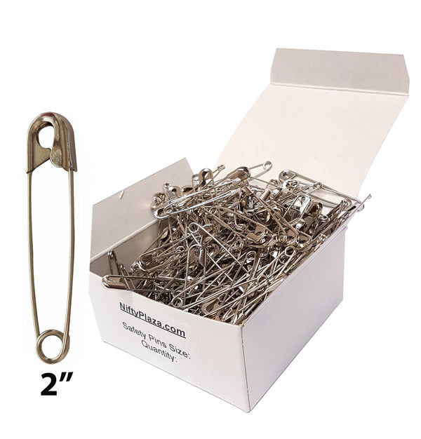 100-Pack Extra Large Safety Pins (2 Inch, Silver) – Heavy Duty, Rust-Resistant Pins for Clothing, Diapers, Sewing, Hijabs, Laundry & Crafting