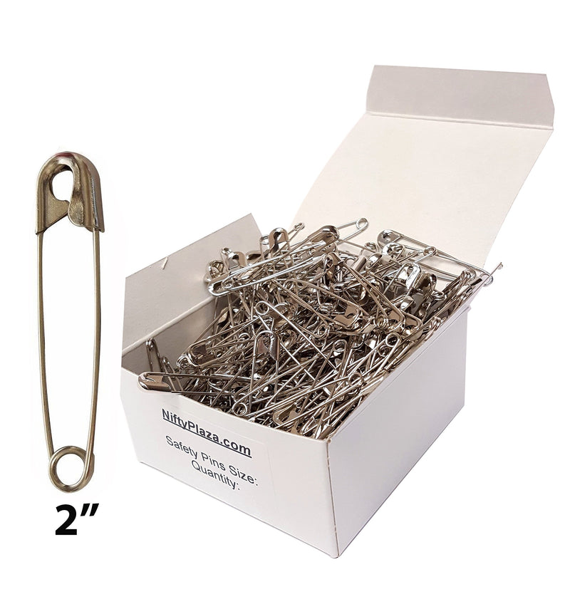 100-Pack Extra Large Safety Pins (2 Inch, Silver) – Heavy Duty, Rust-Resistant Pins for Clothing, Diapers, Sewing, Hijabs, Laundry & Crafting