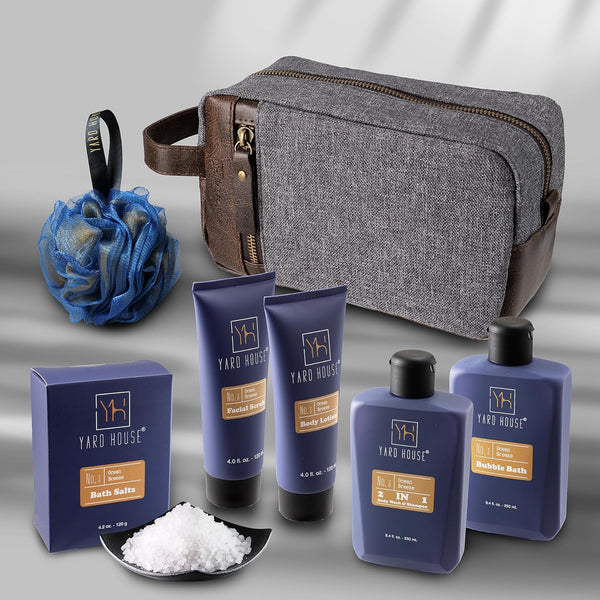 All Natural Bath and Body Spa Gift Basket Set for Men - Ocean Breeze - Luxury Men'S Skin Care Kit for Him in Toiletry Bag for Relaxation,