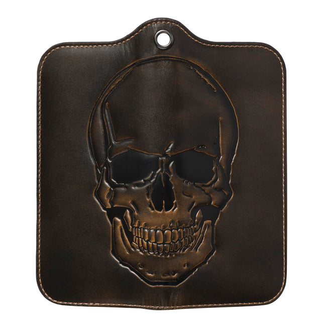 House of Jack Co. Skull Grommet Long Bifold Wallet for Men, Add Your Chain Biker