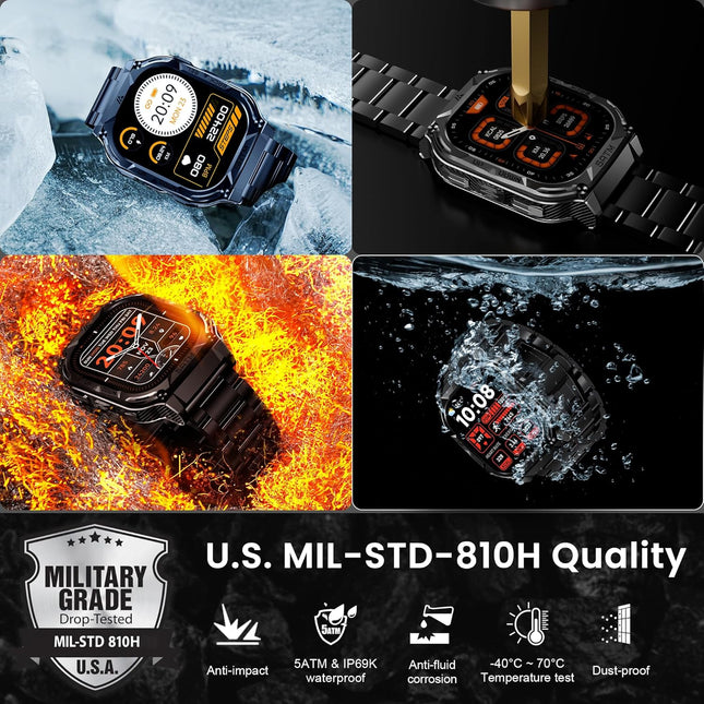 AMAZTIM GPS Smart Watch for Men, 6 Satellite Positioning, Compass, Stainless Steel Body, 50M Waterproof, 480Mah Extra-La
