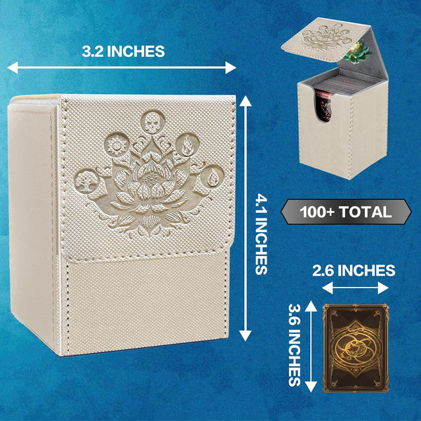 MTG Commander Deck Box - Fits 100+ Cards, Strong Magnet Closure, PU Leather Magic Gathering Deck Box for TCG, CCG, MTG Cards (Grey)