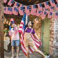 52FT 4th of July Decorations Outdoor, 50 PCS Fourth of July Banner, 5.5 x 8.2 Inches American String Flag Banner for Patriotic Independence Day