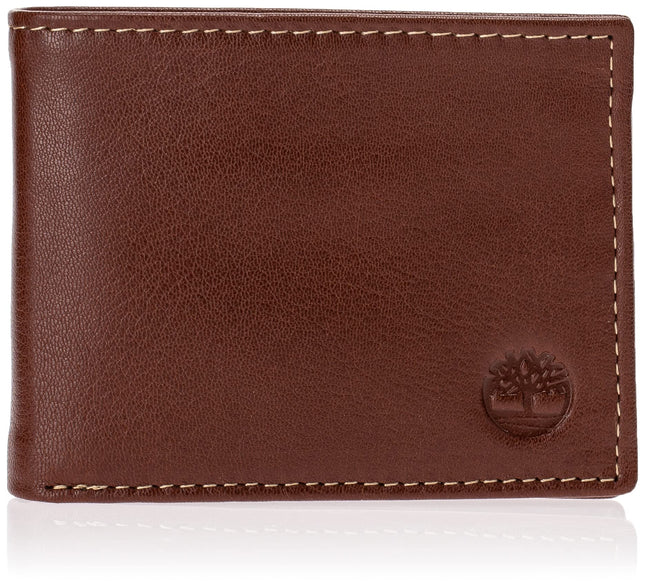 Timberland Men'S Leather Passcase Trifold Wallet Hybrid, Cognac (Hundson), One S