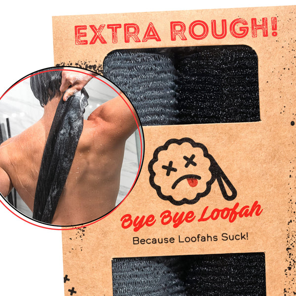 Extra Rough Exfoliating Washcloth - Extreme Body & Back Scrubber for Shower, Extra Long, Hygienic Exfoliator Wash Cloth, Men or Women, 2 Count