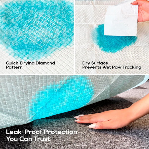 Honey Care All-Absorb, Small 17.5" X 23.5", 120 Count, Dog and Puppy Training Pads, Ultra Absorbent and Odor Eliminating, Leak-Proof 5-Layer Potty