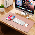 Double-Sided Leather Desk Pad, Non-Slip Mouse Mat (Pink/Silver) 35.4x17 in Pink/Silver 35.4" x 17"