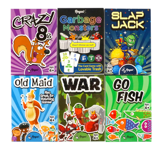 Regal Games Card Games for Kids - Go Fish, Crazy 8'S, Old Maid, Slap Jack, Garba