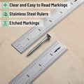 Mr. Pen- Machinist Ruler, 6 Inch, 2 Pack, Stainless Steel Imperial | Precision Measuring Tool, 1/8", 1/16", 1/32", 1/64" Graduation for
