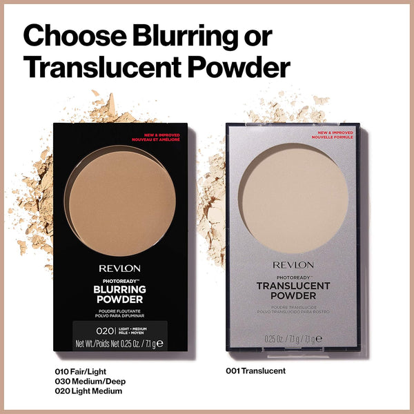Revlon Photoready Blurring Face Powder Makeup, Longwear Medium-Full Coverage with Flawless Finish, Shine & Oil-Free, 001 Translucent, 0.25 Oz
