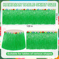 Hawaiian Party Table Skirt Decorations, 2PCS Green Luau Party Table Skirt Decorations, 108 X 29.5" Grass Skirts Luau Party Favors, Luau Table