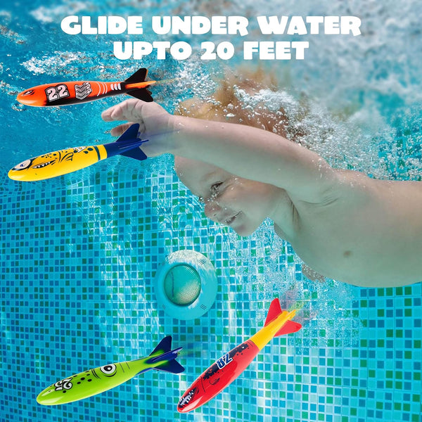 JOYIN 8 Pack Pool Toys, Shark Underwater Diving Toys, Colorful Swimming Toy Sinking Throwing for Kids Gifts Summer Swim Dive Training Water Fun