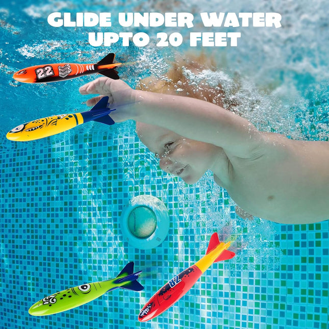 JOYIN 8 Pack Pool Toys, Shark Underwater Diving Toys, Colorful Swimming Toy Sink