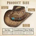 FLUFFY SENSE. Cowgirl Hats for Women Straw Cowboy Hat Western Beach Sun Hat with Shapeable Brim for Coastal Cowgirl 6 5/8-7 1/2 Pecan Brown