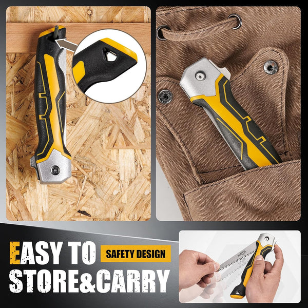 KATA Folding Drywall Jab Saw, Sheetrock Knife with Soft Grip Handle | Compact Folding Hand Saw & Keyhole Saw for Sheetrock, Wallboard Repair,