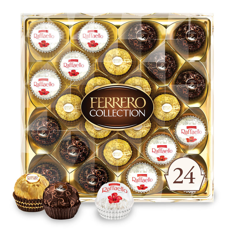 Ferrero Rocher Collection, Fine Hazelnut Milk Chocolates, 24 Count Gift Box, Assorted Coconut Candy and Chocolates, 9.1 oz, Perfect Easter Egg and