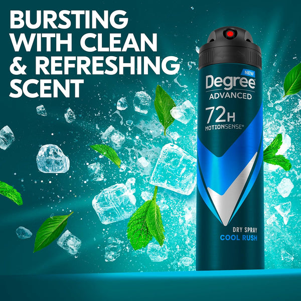 Degree Men Antiperspirant Deodorant Dry Spray Cool Rush 3 count Deodorant for Men With MotionSense Technology 3.8 oz Fresh 3.8 Ounce (Pack of 3)