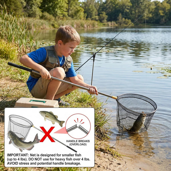 Fishing Landing Net with Aluminum Telescoping Pole 75" Long Handle,Rubber Coated Nylon Mesh,For