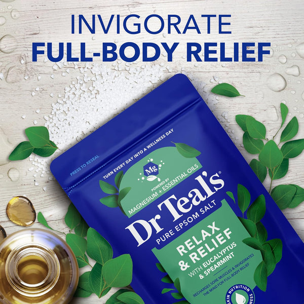 Dr Teal's Epsom Salt Magnesium Soak, Lavender, Eucalyptus & Wellness Trio, 3 lbs (Pack of 3) Lavender, Eucalyptus, and Rosemary 48 Ounce (Pack of 3)