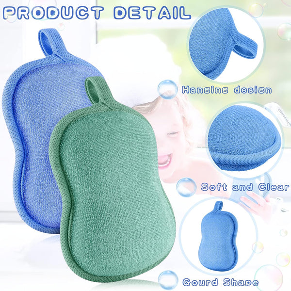 Tatuo 4 Pcs Baby Bath Sponge Toddler Bath Sponge,Green, Blue