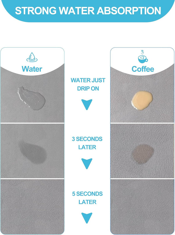 Dish Drying Mat for Kitchen Counter, 12"X19" Dish Drying Pad with Non-Slip Rubber Backed, Hide Stain anti Absorbent for Kitchen Counter, Drying