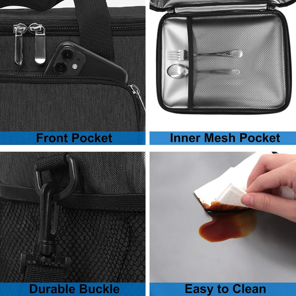 Femuar Lunch Bags for Women/Men, Insulated Lunch Bag for Work Office Picnic - Lunch Cooler Bag Leakproof Lunch Box with Adjustable Shoulder Strap