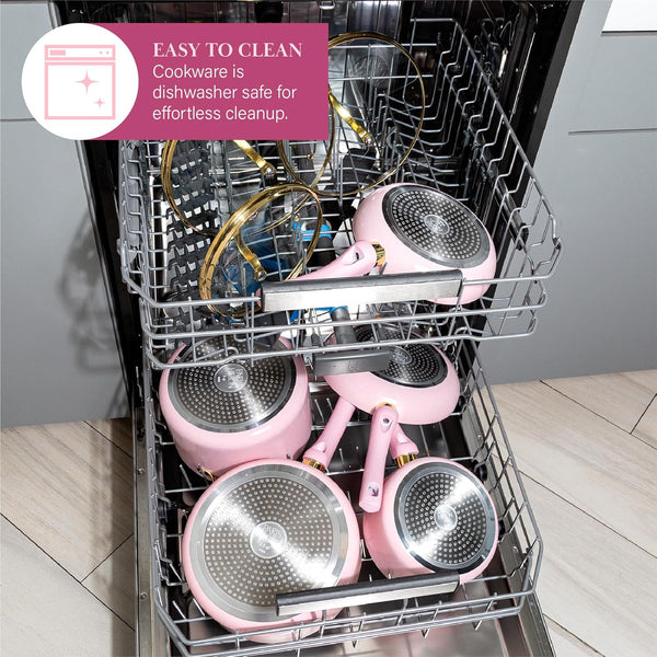 Paris Hilton Epic Nonstick Pots and Pans Set, Multi-layer Nonstick Coating, Tempered Glass Lids, Soft Touch, Stay Cool Handles, Made without PFOA,